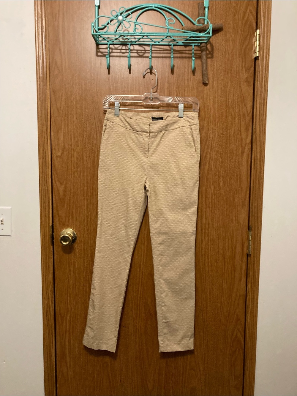 Adrienne Vittadini Slim Tan Textured Chinos